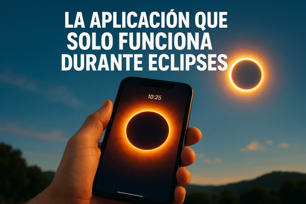 Imagen generada con IA para el artículo La aplicación que solo funciona durante eclipses