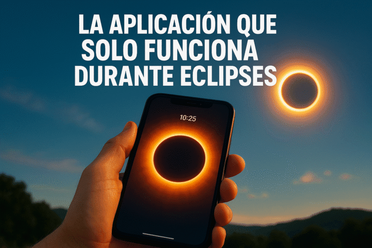 Imagen generada con IA para el artículo La aplicación que solo funciona durante eclipses
