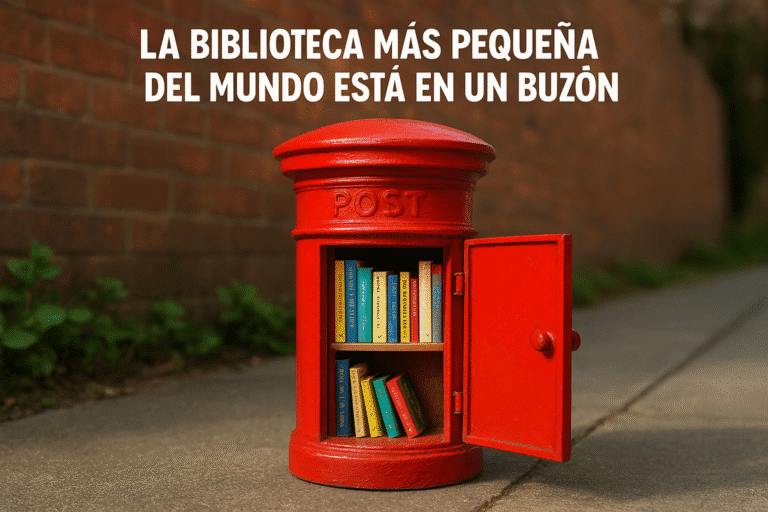 Imagen generada con IA para el artículo La biblioteca más pequeña del mundo está en un buzón