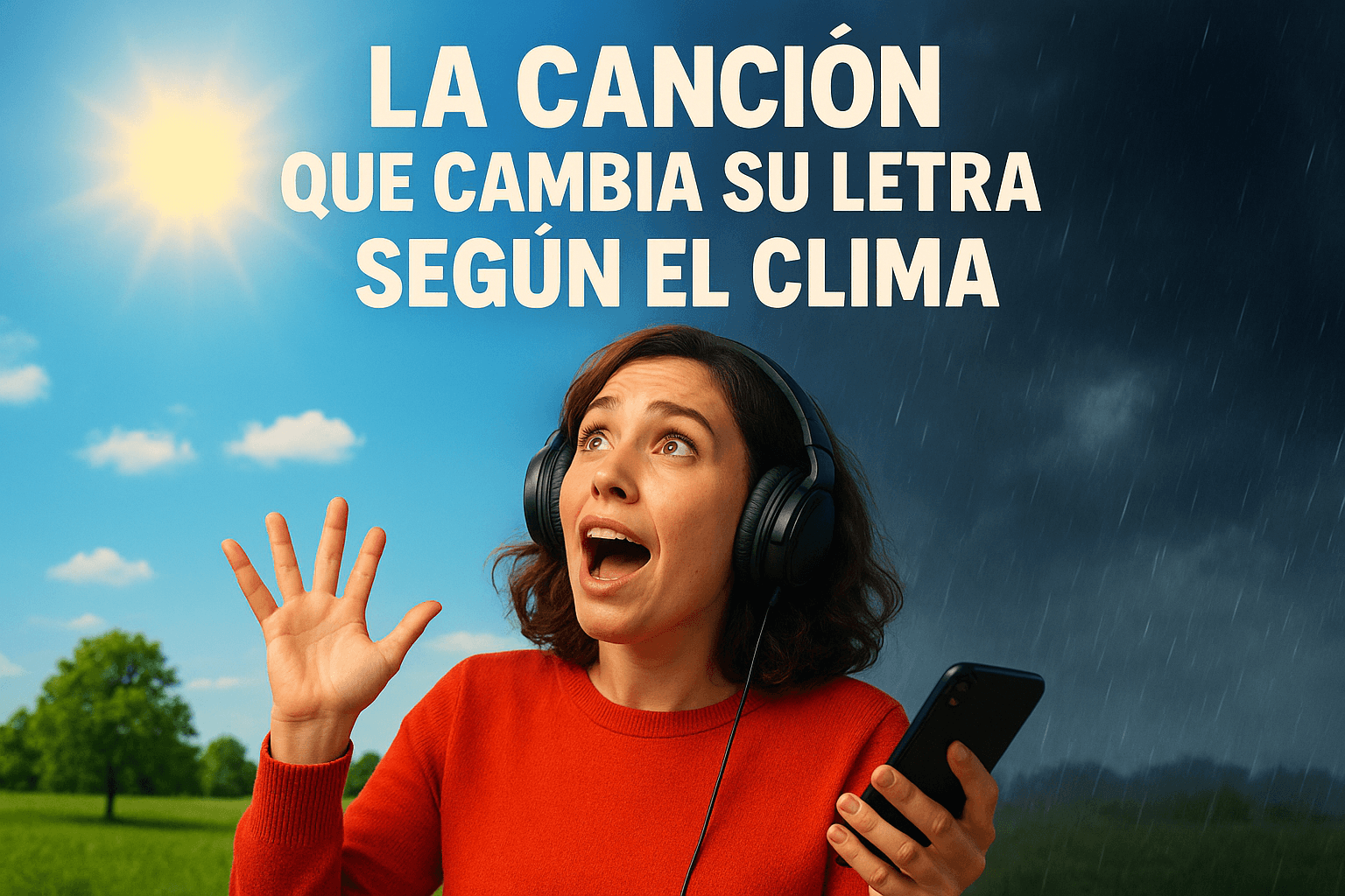 Imagen generada con IA para el artículo La canción que cambia su letra según el clima