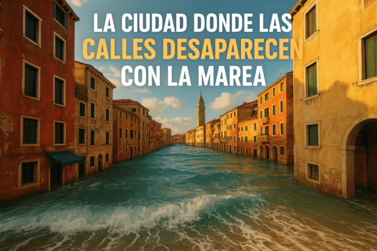 Imagen generada con IA para el artículo La ciudad donde las calles desaparecen con la marea