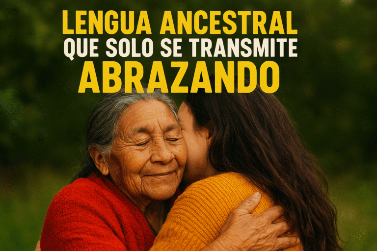 Imagen generada con IA para el artículo Lengua ancestral que solo se transmite abrazando