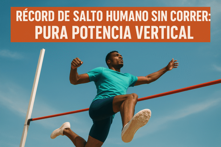 Imagen generada con IA para el artículo Récord de salto humano sin correr: pura potencia vertical