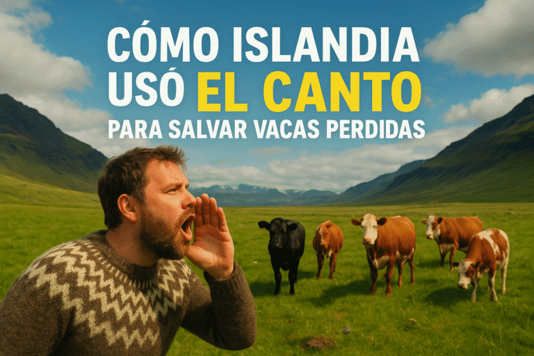 Imagen generada con IA para el artículo Cómo Islandia usó el canto para salvar vacas perdidas