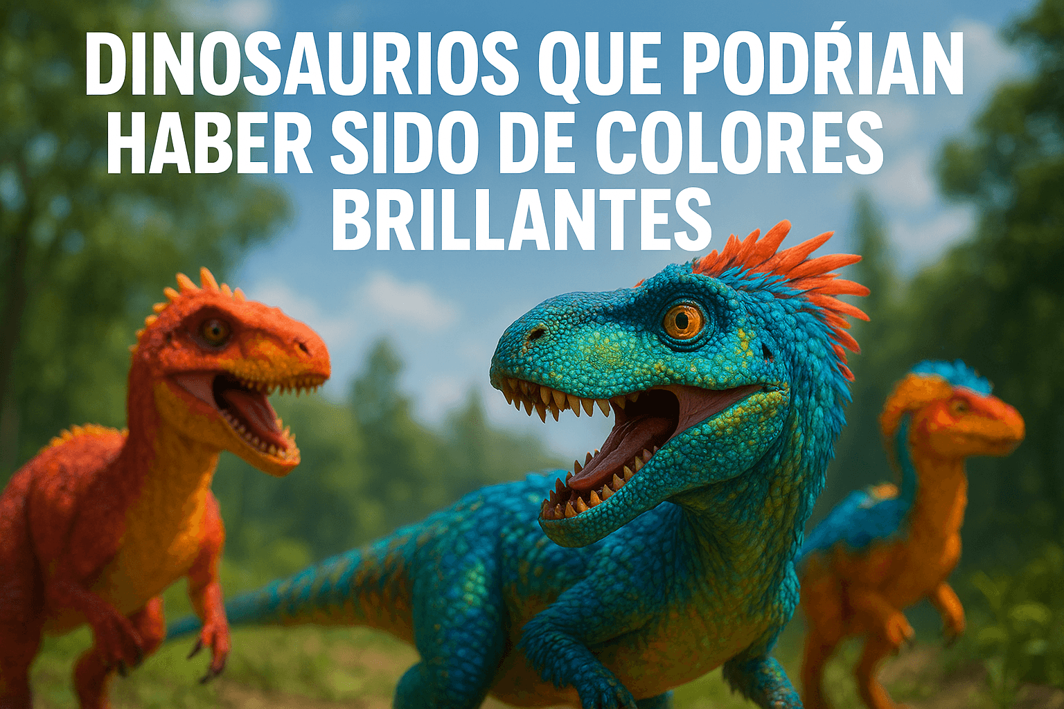 Imagen generada con IA para el artículo Dinosaurios que podrían haber sido de colores brillantes
