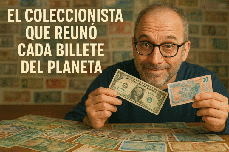 Imagen generada con IA para el artículo El coleccionista que reunió cada billete del planeta