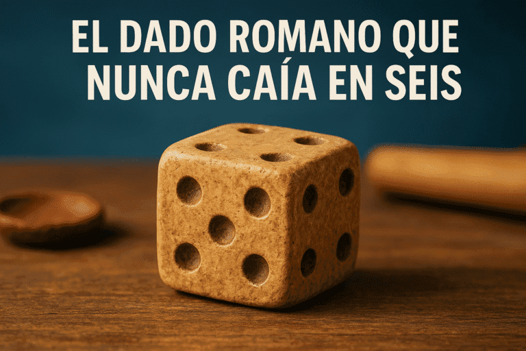 Imagen generada con IA para el artículo El dado romano que nunca caía en seis