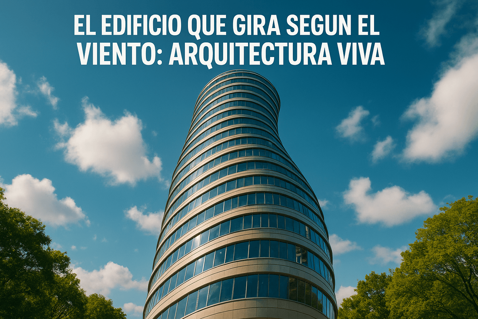 Imagen generada con IA para el artículo El edificio que gira según el viento: arquitectura viva