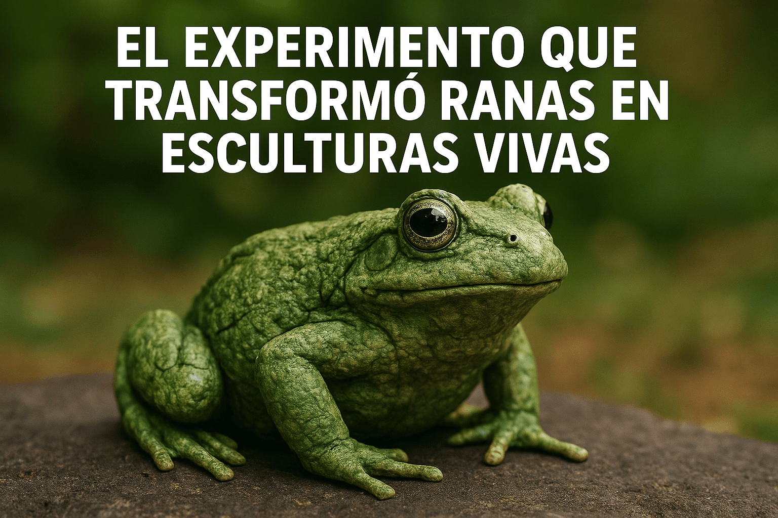 Imagen generada con IA para el artículo El experimento que transformó ranas en esculturas vivas
