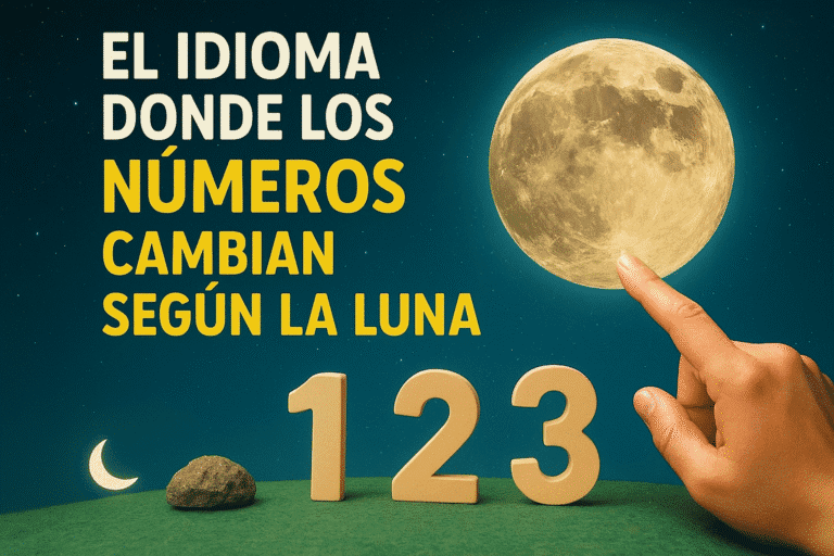 Imagen generada con IA para el artículo El idioma donde los números cambian según la luna