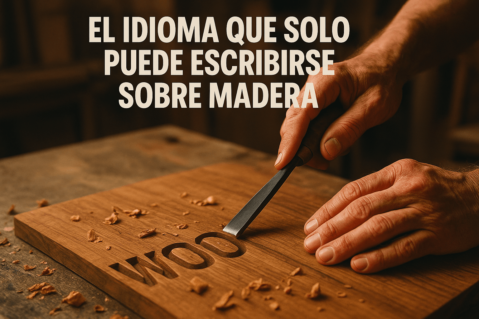Imagen generada con IA para el artículo El idioma que solo puede escribirse sobre madera