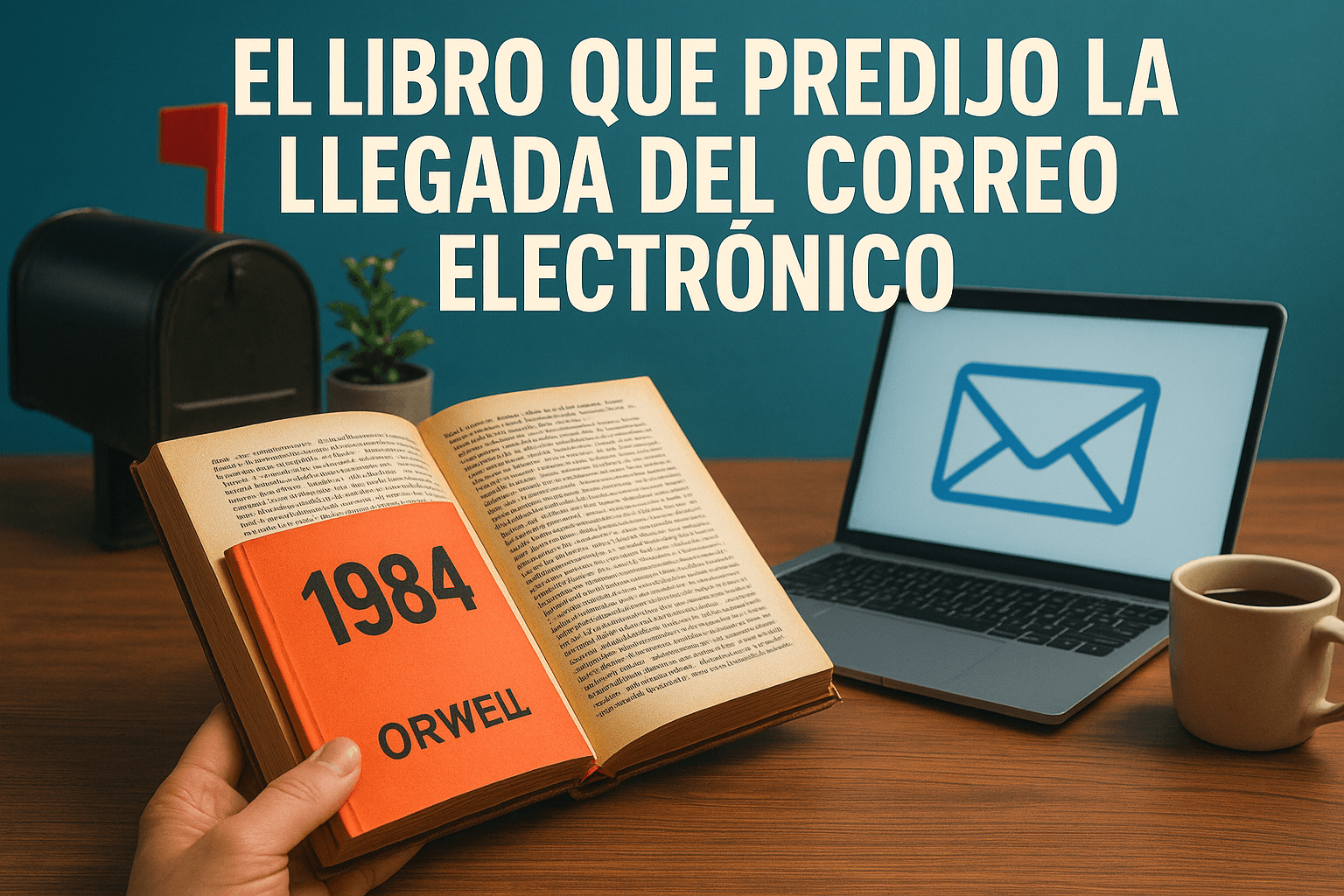 Imagen generada con IA para el artículo El libro que predijo la llegada del correo electrónico