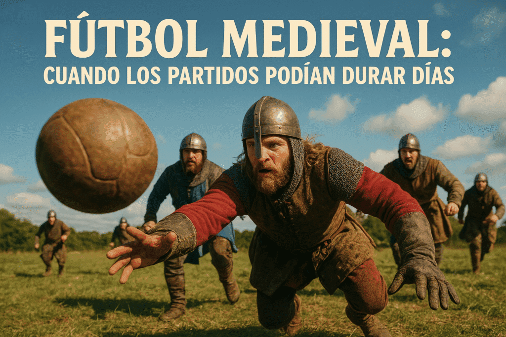 Imagen generada con IA para el artículo Fútbol medieval: cuando los partidos podían durar días