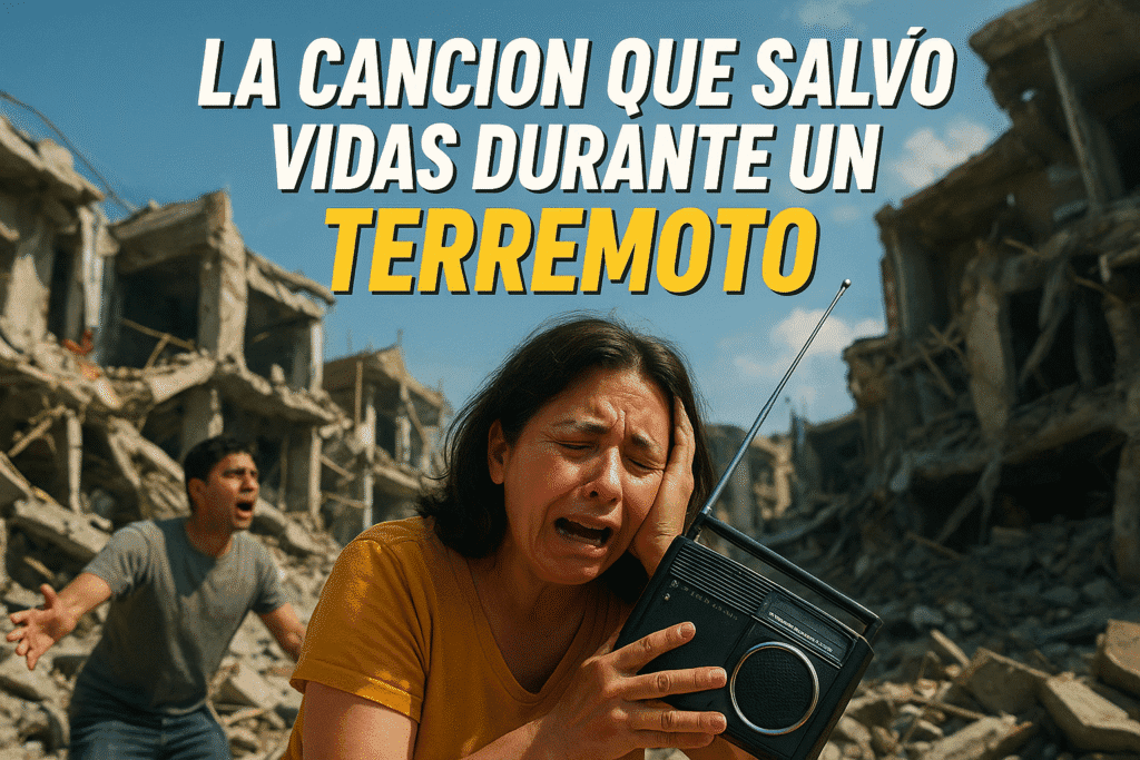 La canción que salvó vidas en un terremoto: música, milagro y supervivencia 1 Imagen generada con IA para el artículo La canción que salvó vidas durante un terremoto