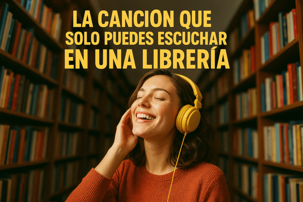 Imagen generada con IA para el artículo La canción que solo puedes escuchar en una librería