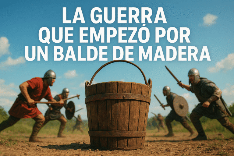 Imagen generada con IA para el artículo La guerra que empezó por un balde de madera