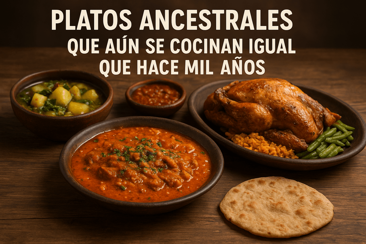 Imagen generada con IA para el artículo Platos ancestrales que aún se cocinan igual que hace mil años