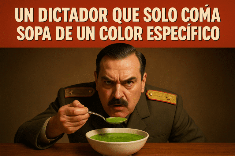 Imagen generada con IA para el artículo Un dictador que solo comía sopa de un color específico