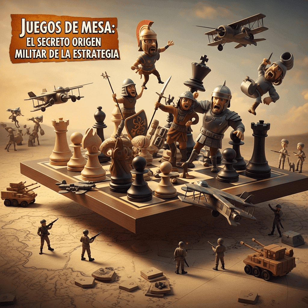 Imagen generada con IA para el artículo Juegos de Mesa: El Secreto Origen Militar de la Estrategia