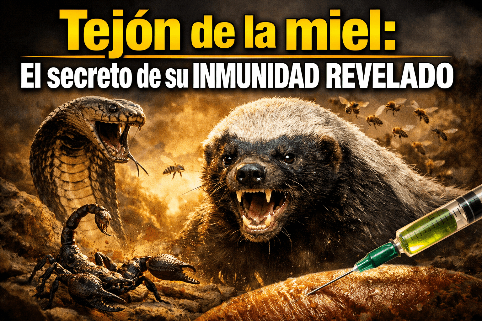 Imagen generada con IA para el artículo Tejón de la miel: Revelado el secreto de su inmunidad al veneno