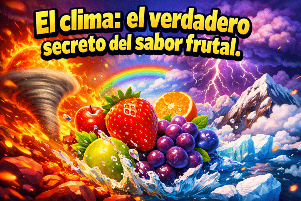 El Clima: El Secreto Definitivo del Sabor de la Fruta 1 Imagen generada con IA para el artículo El Clima: El Secreto Definitivo del Sabor de la Fruta