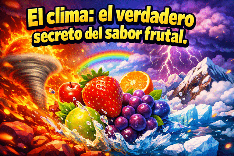 Imagen generada con IA para el artículo El Clima: El Secreto Definitivo del Sabor de la Fruta