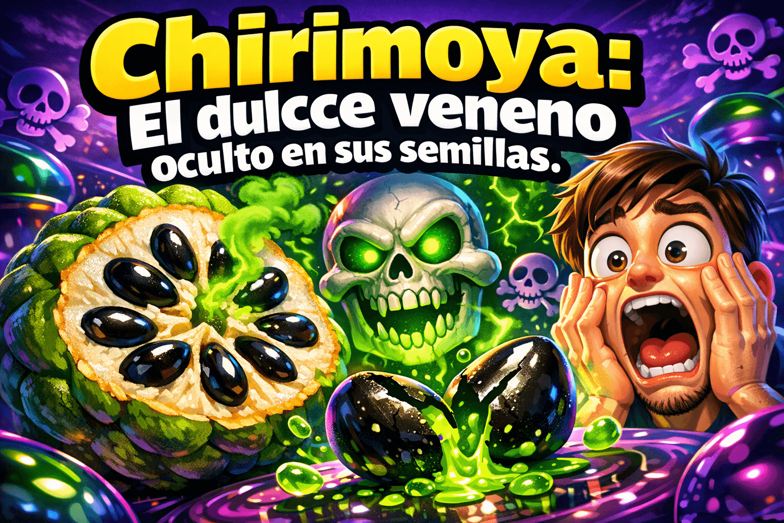 Imagen generada con IA para el artículo Chirimoya: El Delicioso Peligro Oculto en sus Semillas