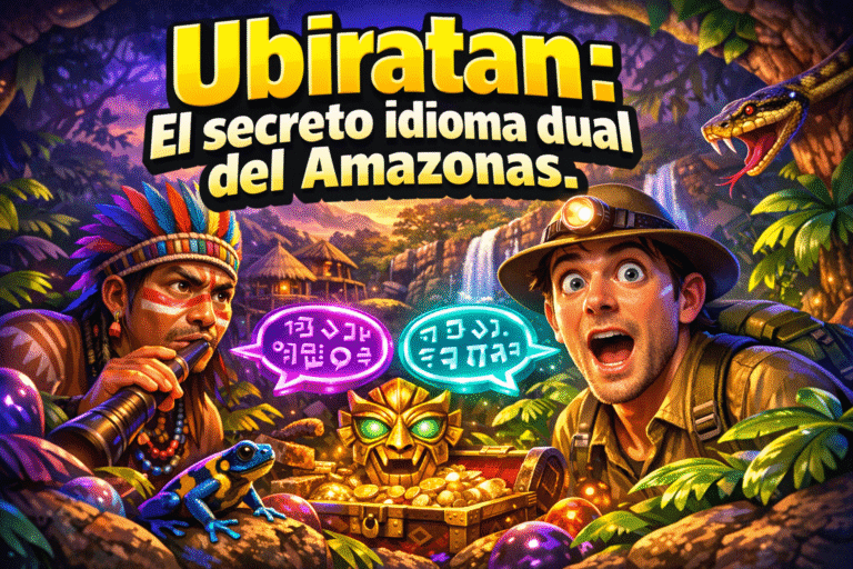 Imagen generada con IA para el artículo Ubiratan: El increíble idioma dual secreto del Amazonas