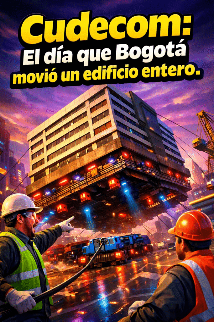 Cudecom: La increíble hazaña de mover un edificio en Bogotá 1 Imagen generada con IA para el artículo Cudecom: La increíble hazaña de mover un edificio en Bogotá