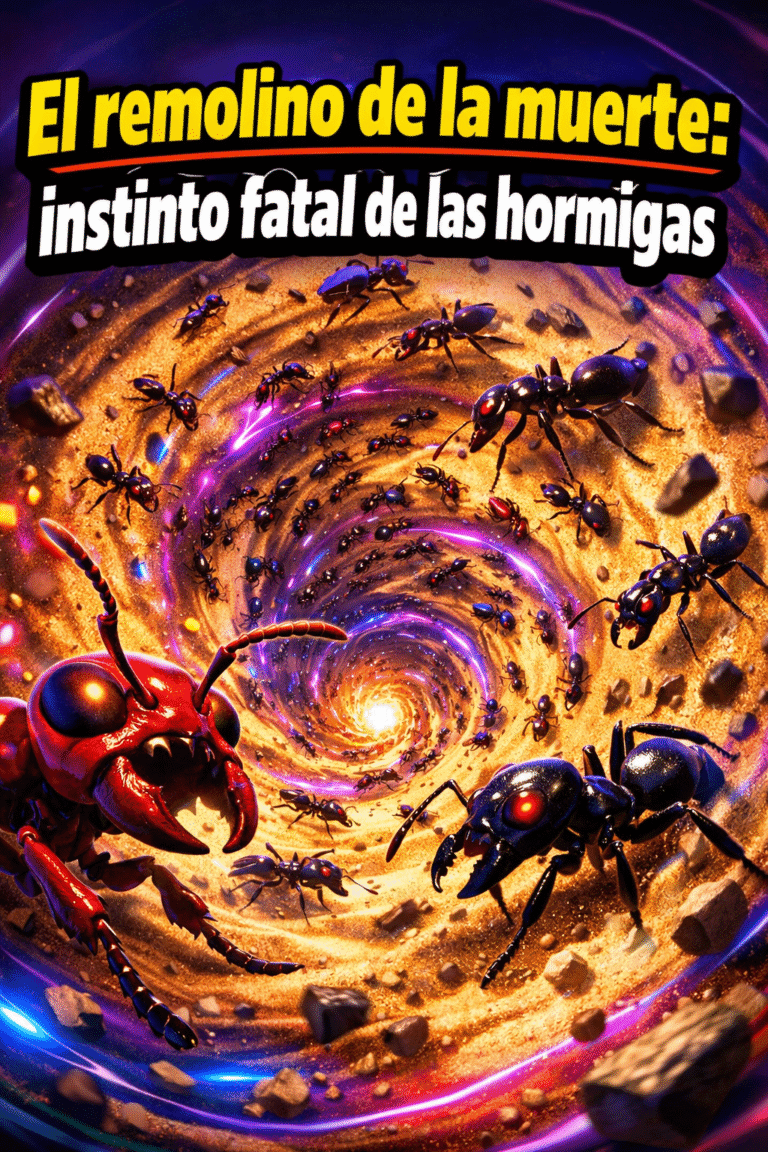 Imagen generada con IA para el artículo El trágico remolino de la muerte: el instinto fatal de las hormigas