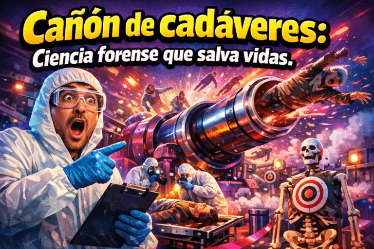 Imagen generada con IA para el artículo Cañón de cadáveres: La increíble ciencia forense que salva vidas