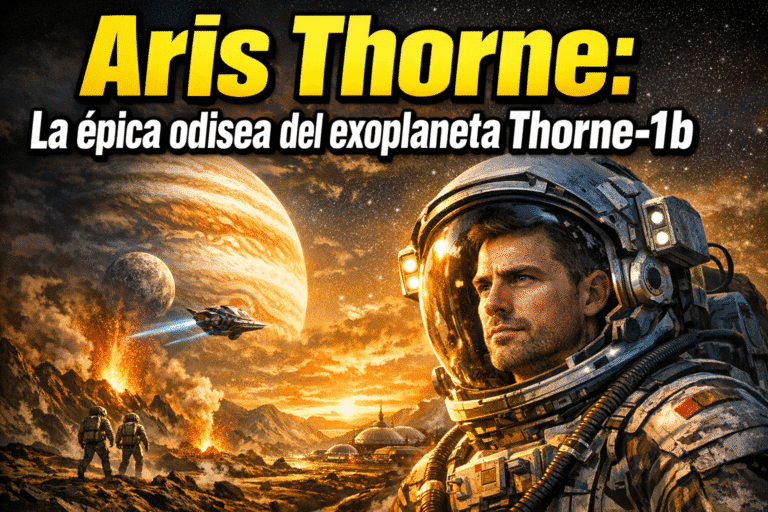 Imagen generada con IA para el artículo La increíble historia de Aris Thorne y el exoplaneta Thorne-1b