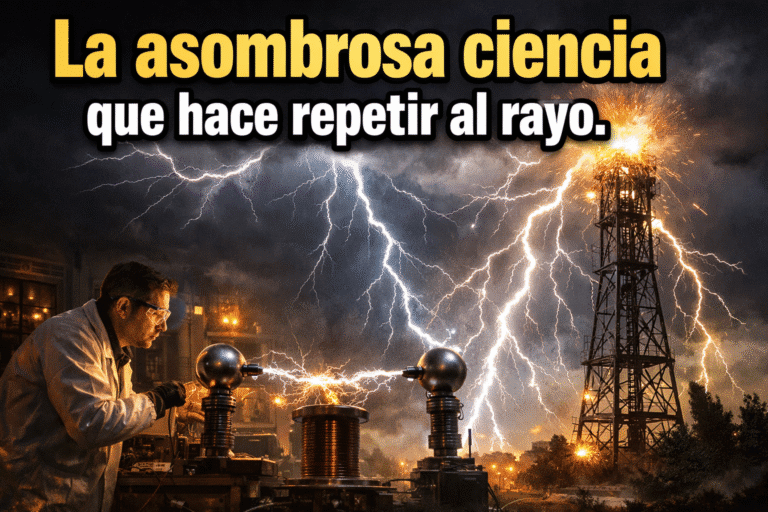 Imagen generada con IA para el artículo Rayo en el mismo sitio: La asombrosa ciencia de los pararrayos