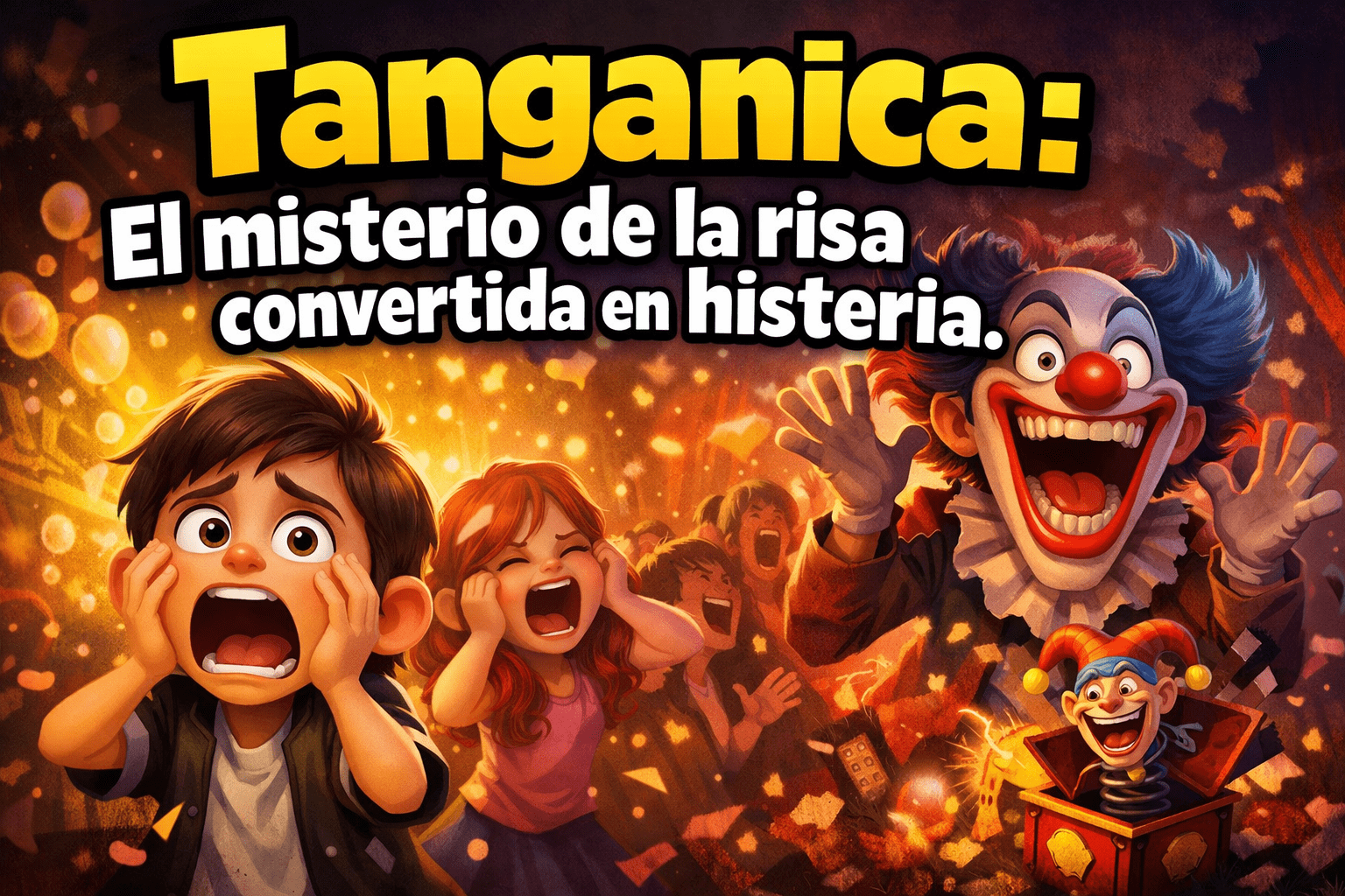 Imagen generada con IA para el artículo Epidemia de risa de Tanganica: el misterio de la histeria colectiva