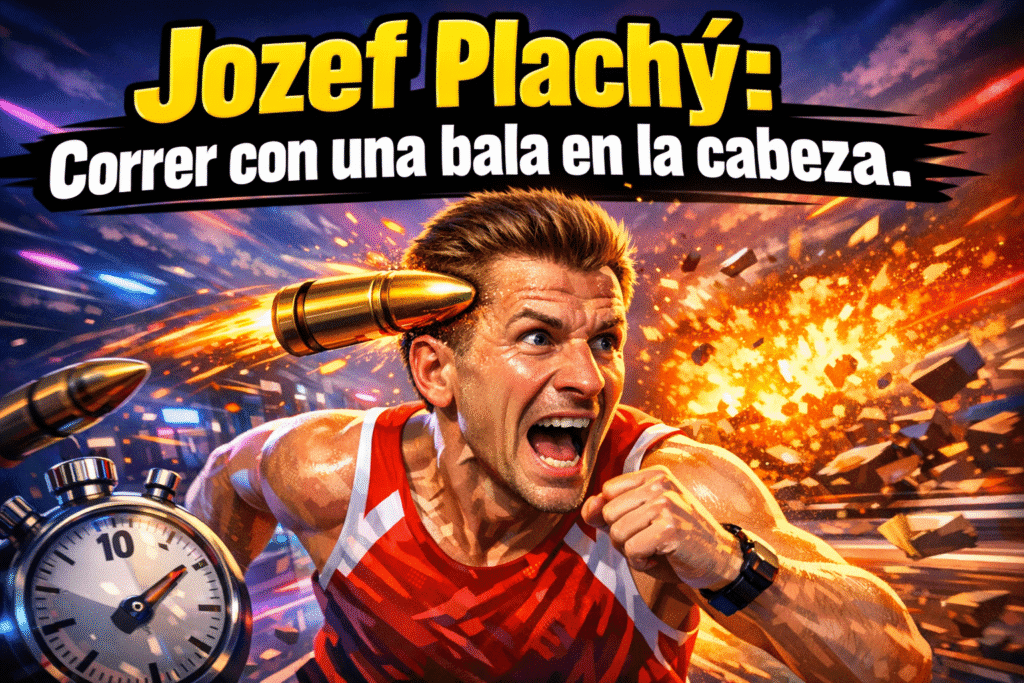Imagen generada con IA para el artículo Jozef Plachý: la increíble hazaña del atleta con una bala en la cabeza