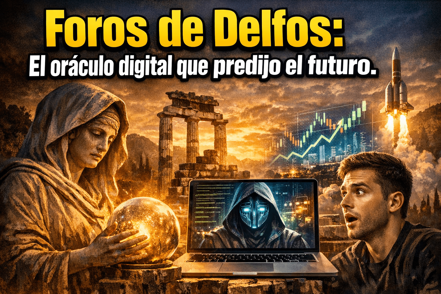 Imagen generada con IA para el artículo Foros de Delfos: El secreto oráculo digital que predijo el futuro