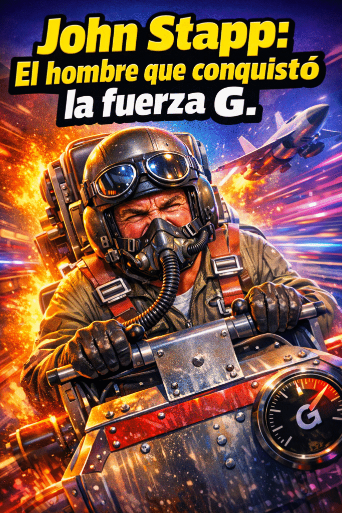 Imagen generada con IA para el artículo John Stapp: El Hombre que Desafió la Fuerza G y los Límites Humanos