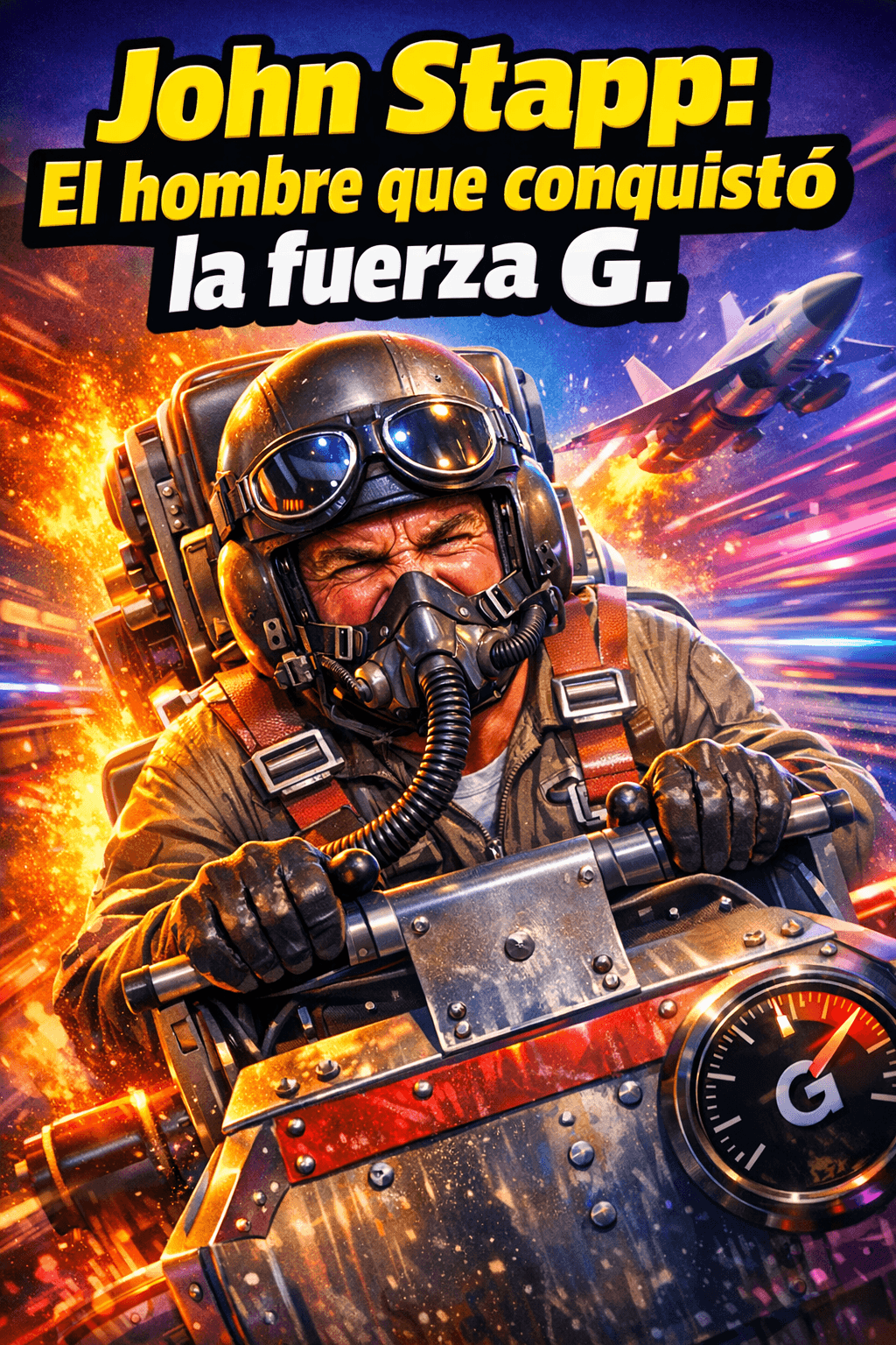 Imagen generada con IA para el artículo John Stapp: El Hombre que Desafió la Fuerza G y los Límites Humanos