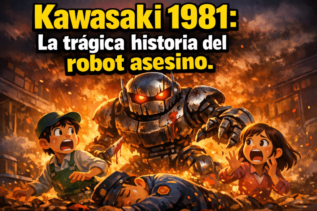 Imagen generada con IA para el artículo El Robot Asesino de Kawasaki: Trágico Accidente de 1981