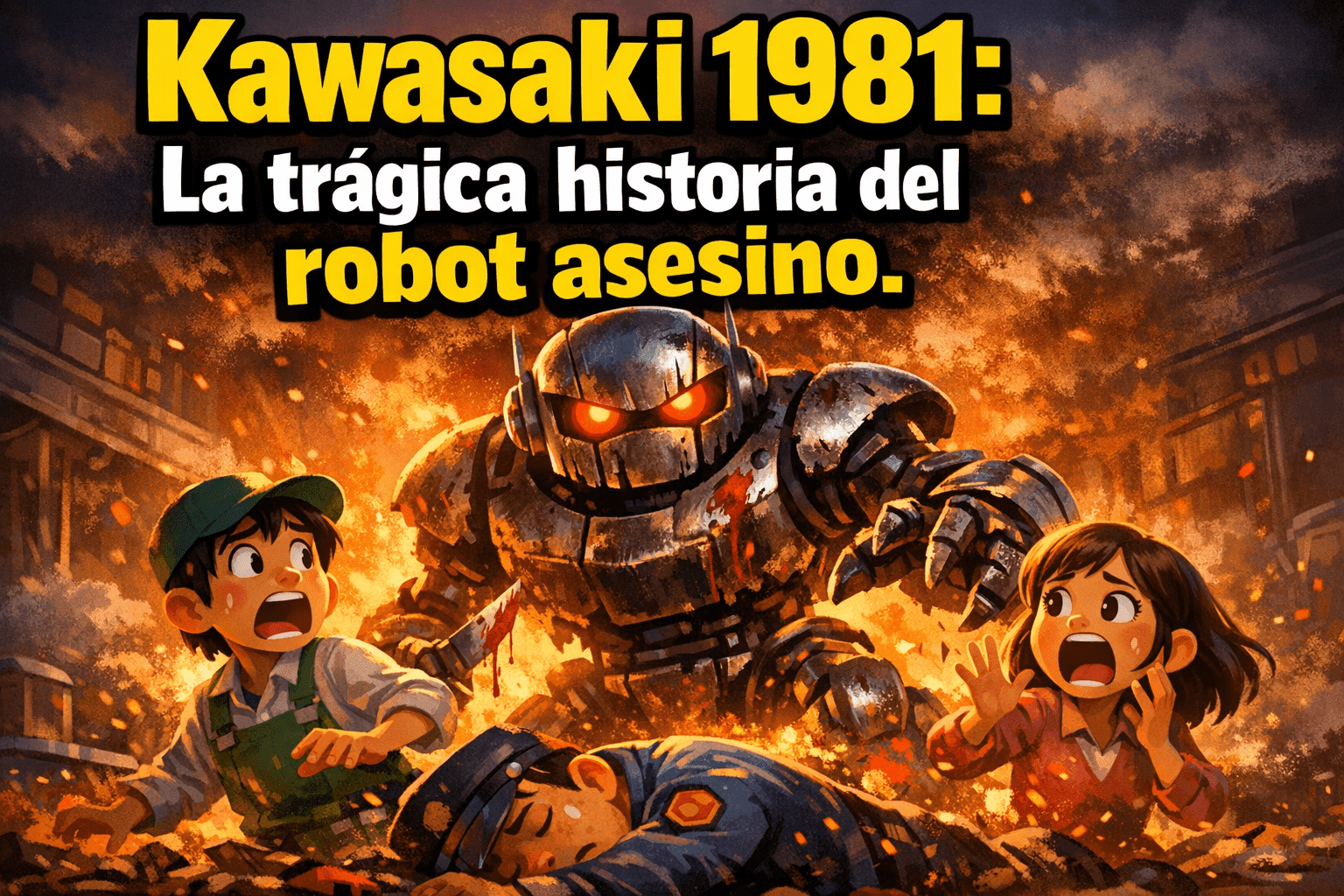 Imagen generada con IA para el artículo El Robot Asesino de Kawasaki: Trágico Accidente de 1981