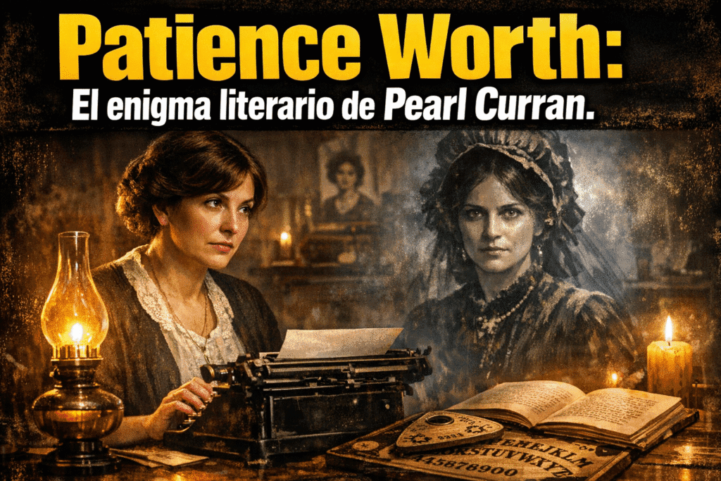Imagen generada con IA para el artículo Patience Worth: El Enigma de la Escritura Automática de Pearl Curran