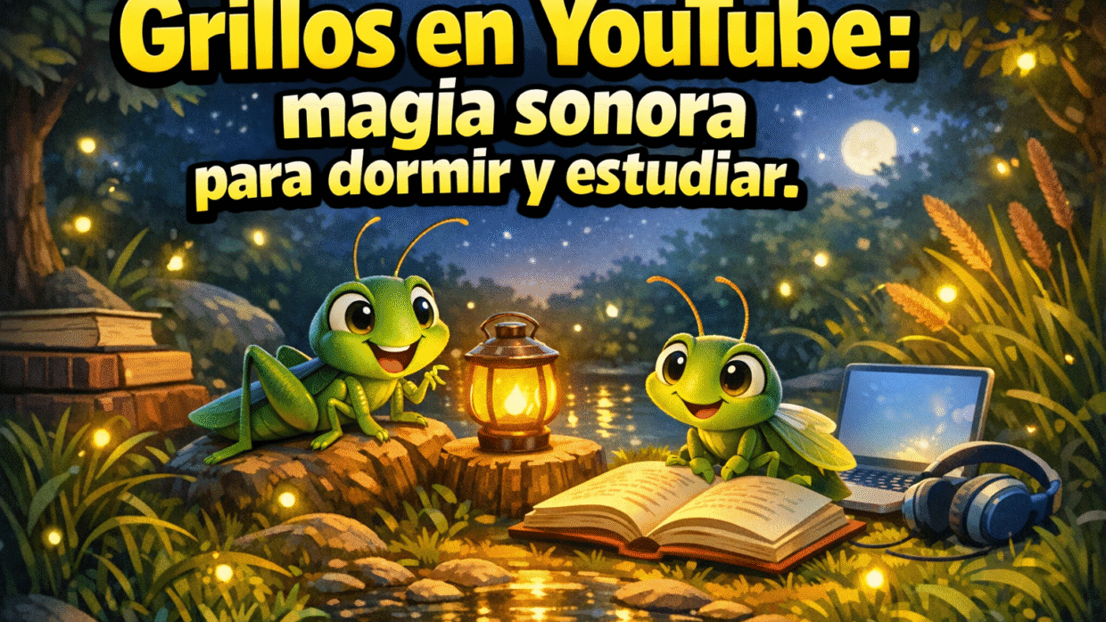 Imagen generada con IA para el artículo Grillos YouTube: el sonido mágico para relajación, sueño y estudio.