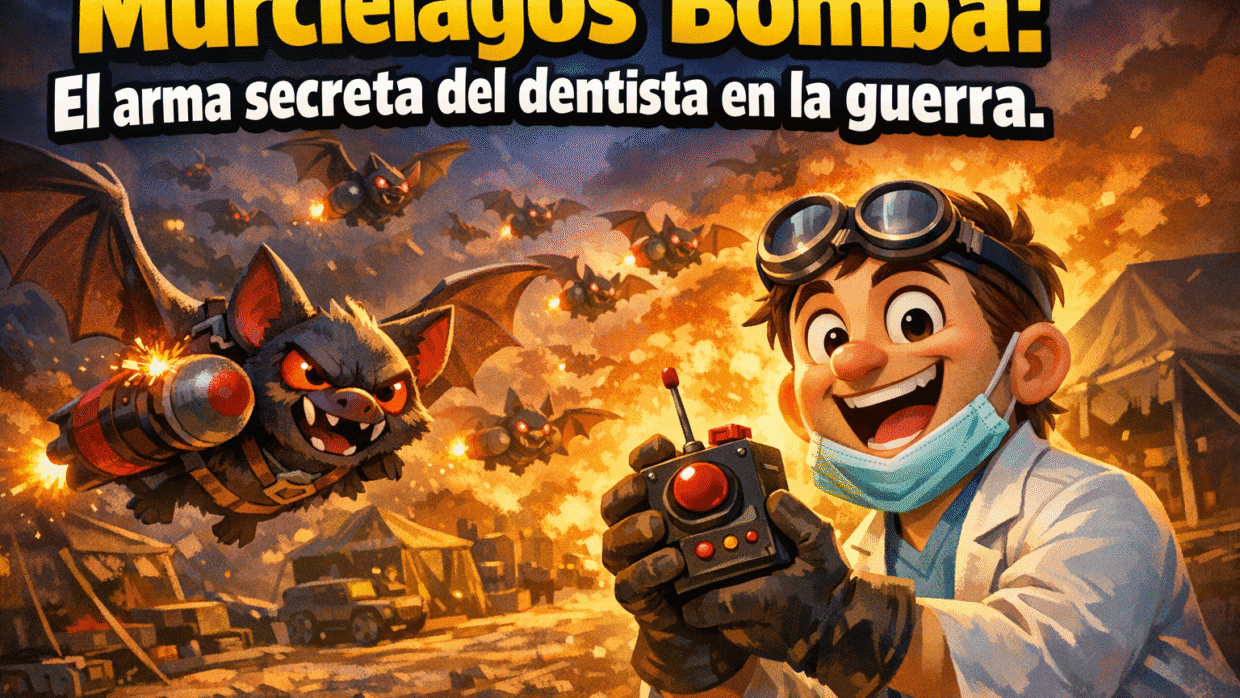Imagen generada con IA para el artículo Murciélagos Bomba: El Proyecto Secreto del Dentista en WWII