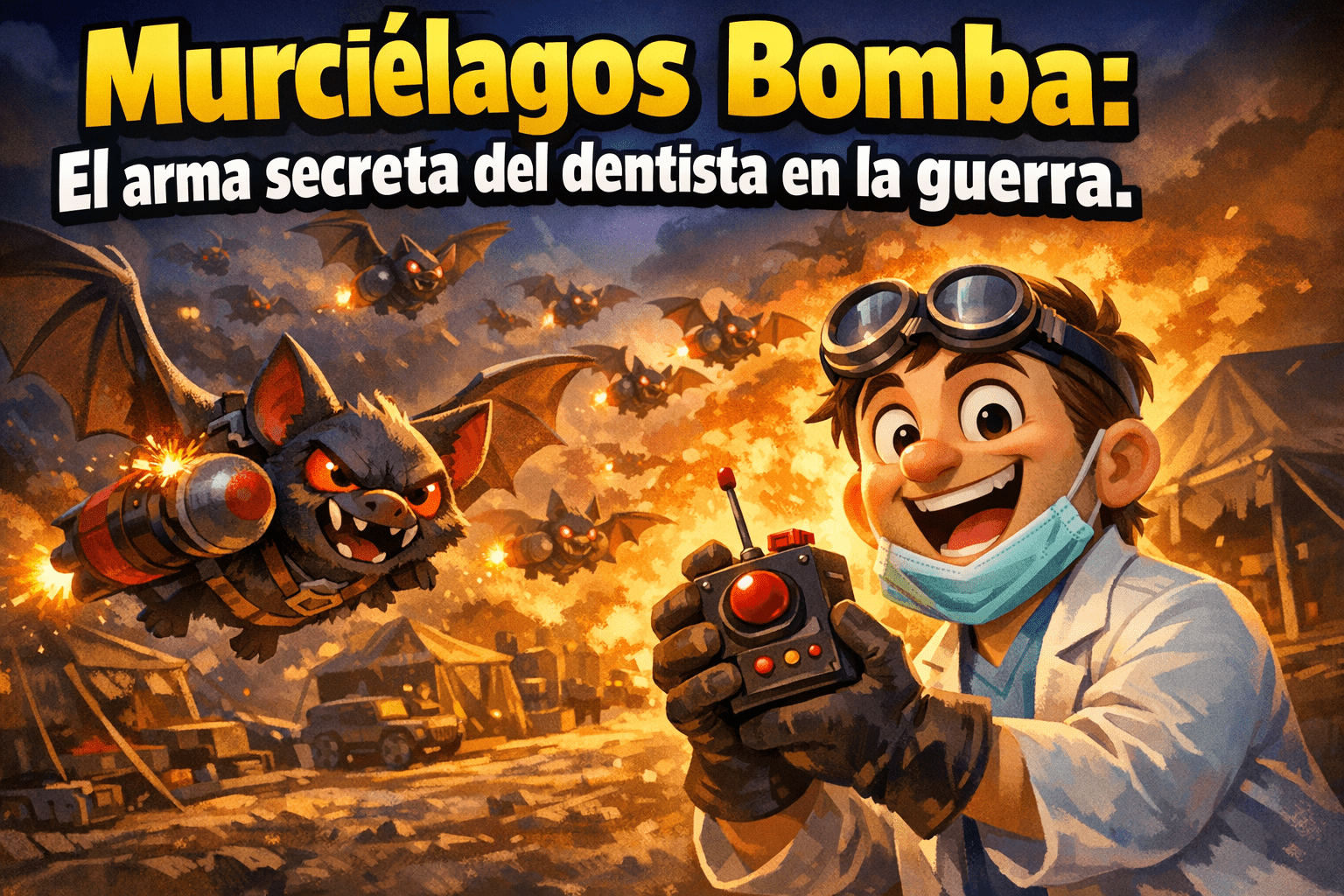 Imagen generada con IA para el artículo Murciélagos Bomba: El Proyecto Secreto del Dentista en WWII