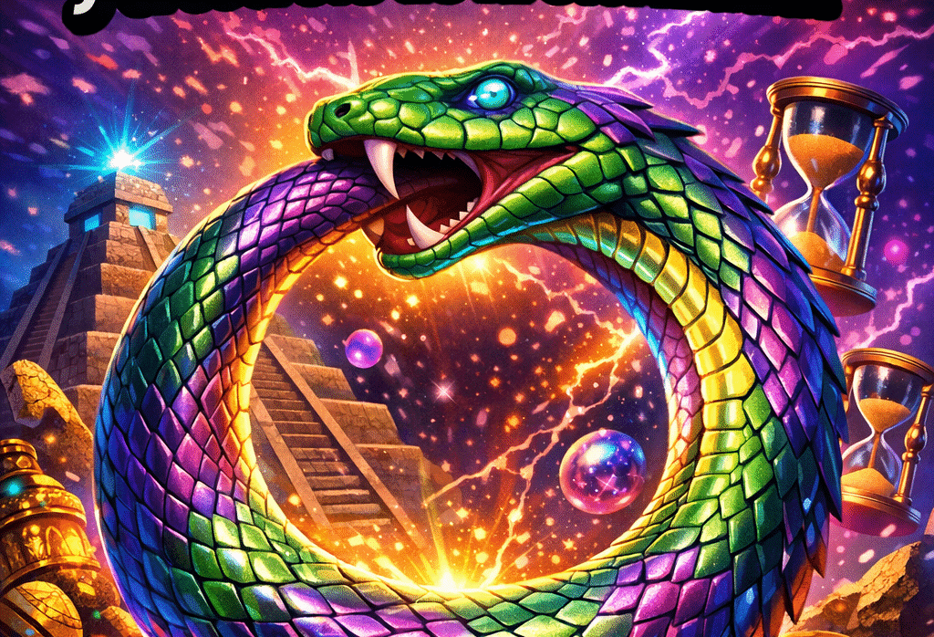 Imagen generada con IA para el artículo Misterio Uróboros: Serpiente que muerde su cola, origen y eternidad