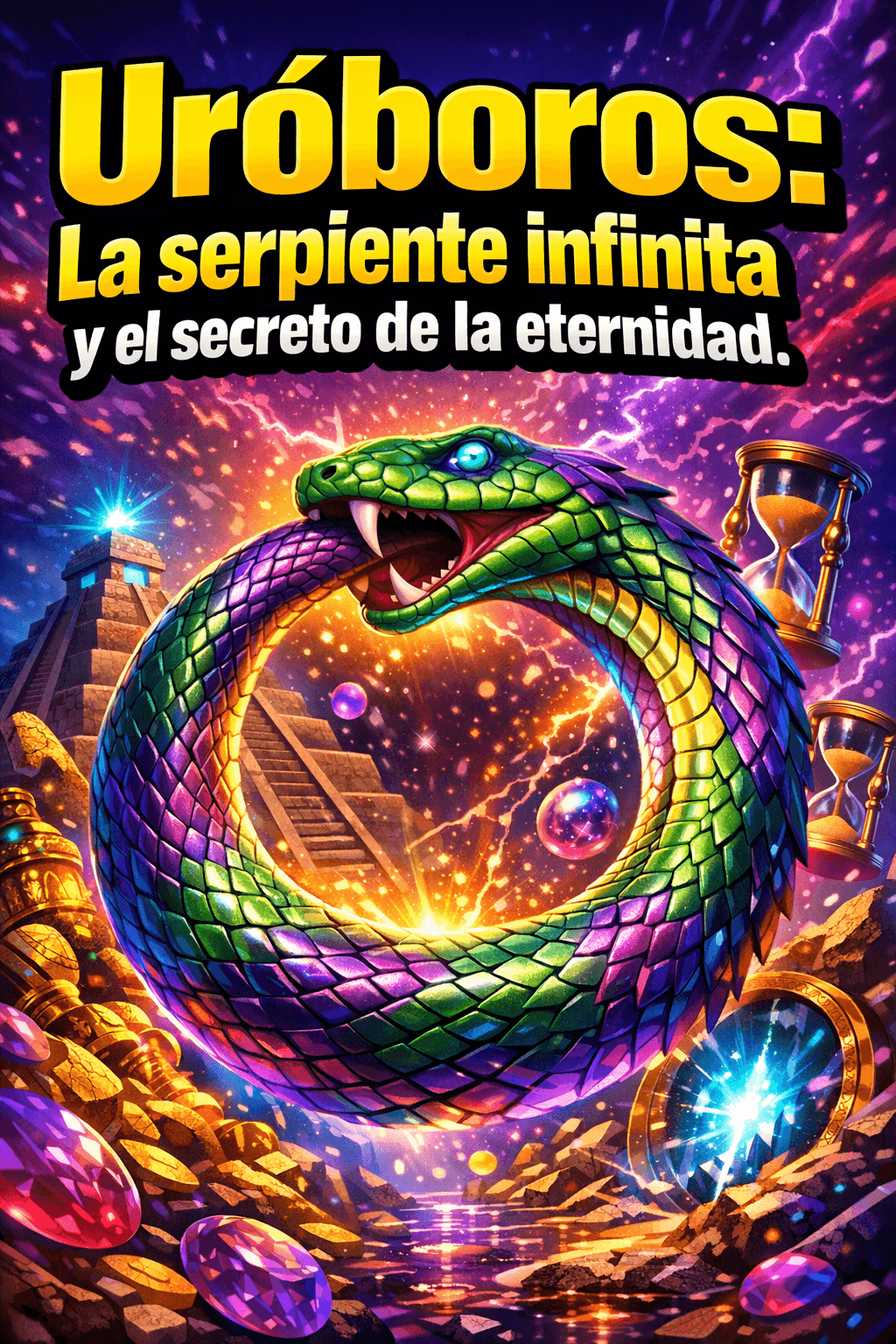 Imagen generada con IA para el artículo Misterio Uróboros: Serpiente que muerde su cola, origen y eternidad