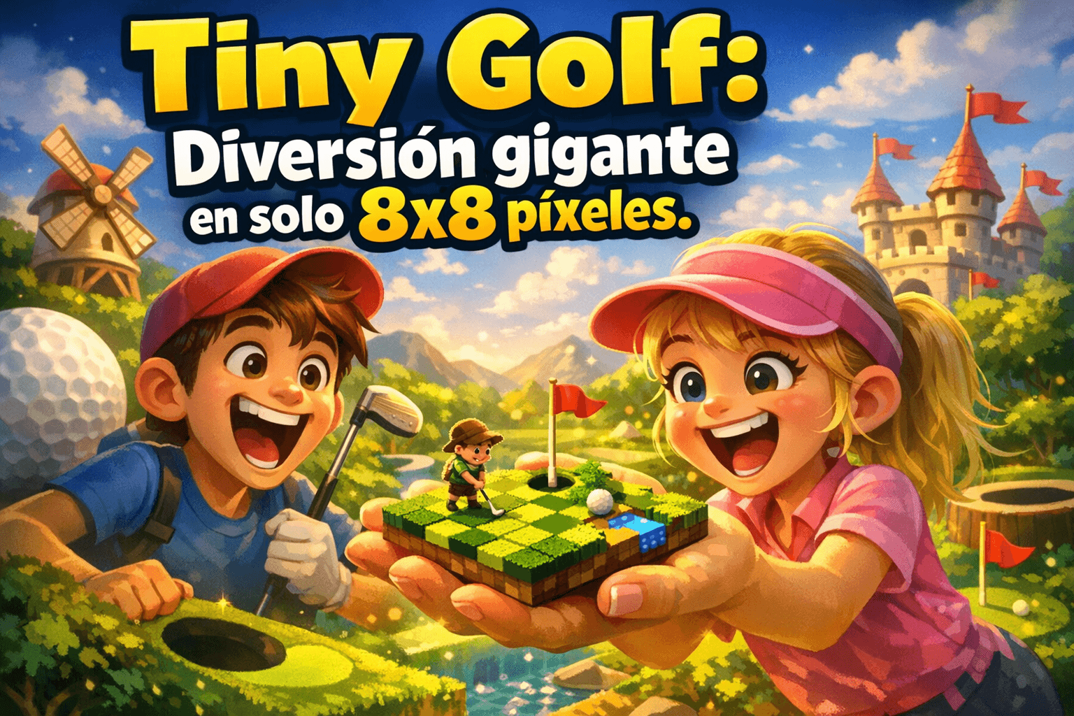Imagen generada con IA para el artículo Tiny Golf: El increíble videojuego de 8x8 píxeles