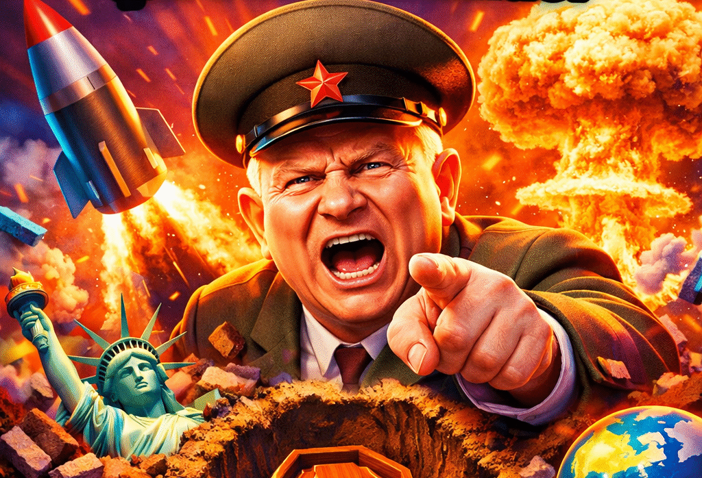 Imagen generada con IA para el artículo La frase explosiva de Jruschov: "Os enterraremos" y la Guerra Fría.