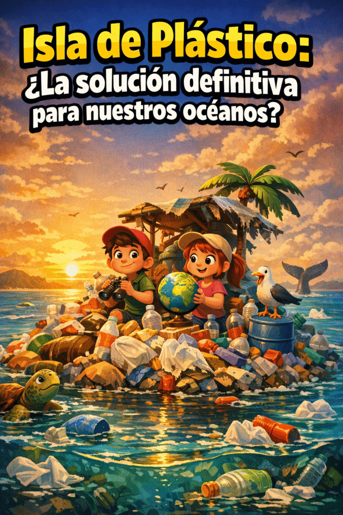 La Impactante Isla de Plástico: ¿Solución para la Basura Oceánica? 1 Imagen generada con IA para el artículo La Impactante Isla de Plástico: ¿Solución para la Basura Oceánica?