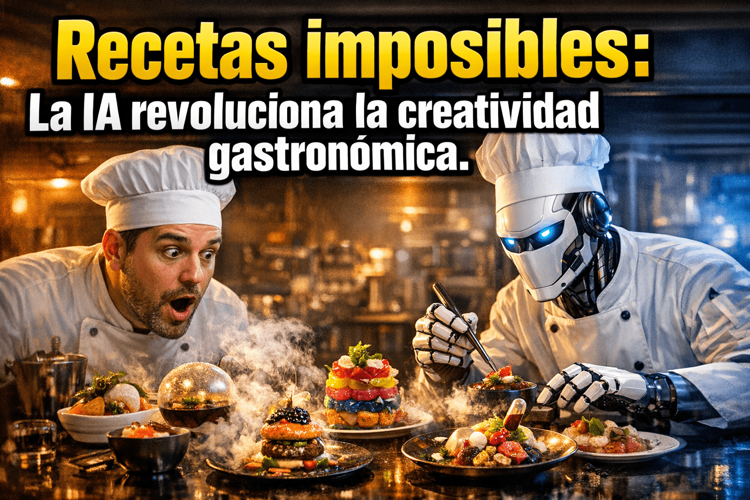 Imagen generada con IA para el artículo Fascinante IA: Recetas Imposibles y Creatividad Gastronómica